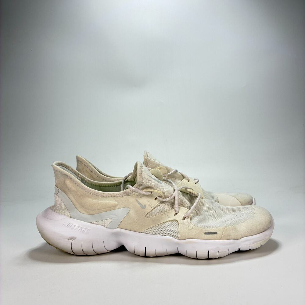 Nike Free RN 5.0 Off White Athletic Lace Up Running Shoes AQ1289-002 Men's Sz 13